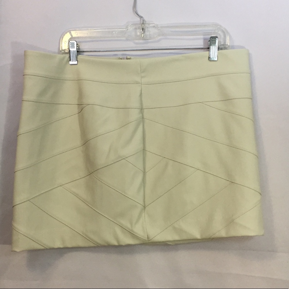 Express 14 Cream leather miniskirt mini skirt